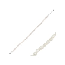 7,5 Mm Yassı Barok İnci Bileklik 18 Cm / Beyaz Beyaz Beyaz Altın