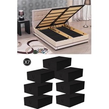 Serstil 7 Adet Çekyat Baza Tipi Hurç - Baza Altı Büyük Boy Saklama Hurcu Siyah 64 X 45 X 22 Cm