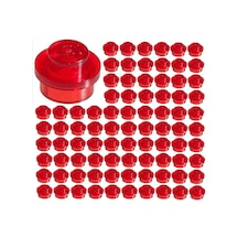 Yedek Parçalar: Plate Round: 100 Adet 1x1 Plate Round Parts Şeffaf Kırmızı - Trans Red 4073