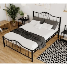 Reyo Orkide Çift Kişilik Ferforje Siyah Metal Karyola 180x200