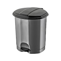 Dünya-01010-400 Ve 410 Çöp Kovası Plastik 202x202x245mm 5lt Siyah Pedallı Gri - 12'li Paket