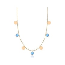 Diamond Line-Gülaylar - Sarı Altın 14 Ayar Firuze Taş Kolye N11.25118