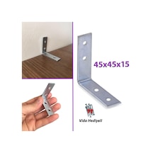 Mobilya Eşya Dolap Duvar Sabitleyici Köşe Bağlantı L Demir Gönye Deprem Güvenliği 45x45x15mm Mobilya Eşya Dolap Duvar Sabitleyici Köşe Bağlantı L Demir Gönye Deprem Güvenliği 45x45x15mm