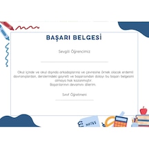35 Adet A4 Boyutunda Öğrenci Başarı Belgesi - Anaokul - İlkokul Başarı Belgesi Model 10