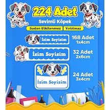 Sevimli Köpek Temalı Okul Kreş Kişiye Özel İsim Etiket Seti - Model 402 Çok Renkli