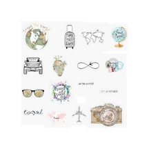 Travel Baskılı 16'lı Tasarım Sticker Seti 1