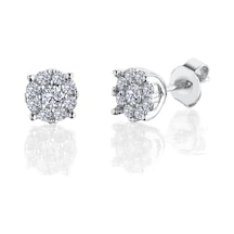 1.00 Karat Effective Diamond Koronet Tektaş Gümüş Küpe