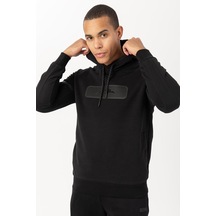 Maraton Sportswear Comfort Erkek Kapşonlu Reglan Kol Basic Siyah Sweatshirt 22305-siyah