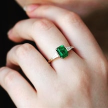 Davos Green Topaz Doğaltaş Pırlanta Evlilik Teklif Yüzüğü Ak-1149
