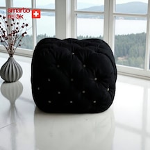 Smarto Relax Swiss Style Puf Zinal Ayaksız Kapitoneli Kare 45x45 Cm Baby Face Dekoratif Kapitoneli Dekoratif Puf Siyah