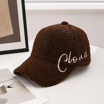 Valkyrie Peluş Şapka Kadın Erkek Unisex Kışlık Şapka Cloud Nakışlı Ayarlanabilir Bej Teddy Şapka Koyu Kahve Koyu Kahverengi