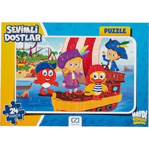 Sevimli Dostlar Kırmızı Balık Frame Puzzle/Yapboz 24 Parça (Mavi)