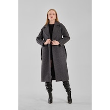 Antrasit Buklet Kaşe Oversize Kaban Antrasit