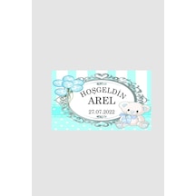Hoşgeldin Bebek Yapışkanlı Sticker Etiket Erkek İçin 5x4 Cm 56 Adet