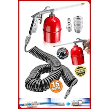 15 Metre Spiral Hortum Oto Araba Motortemizleme Mazot Tabancası Solvent Püskürtücü Jak Set