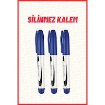 3 Adet Mavi Silinmez Doldurulabilir Koli Karton Kalemi Her Yüzeye Yazan Kalem Mavi