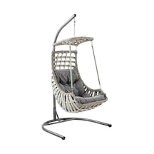 Capri Swing Alaçatı Tekli Rattan Bahçe Salıncağı Balkon Salıncağı Cappuccino