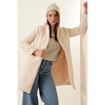 Bigdart 9082 Oversize Kaşe Kaban - Ekru 001