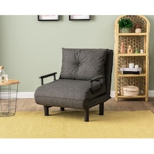 Pafu Sento Tekli Katlanır Yataklı Koltuk - Keten Koyu Gri Koyu Gri