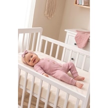 Babymod Fitilli Düğme İliklemeli Saç Bandlı Pamuklu Kız Bebek Tulum Set Pembe