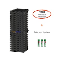 Akustik Yumurta Sünger 60dns Yanmaz 50cmx50cm 40mm 20adet + 3 Sprey Yapıştırıcı