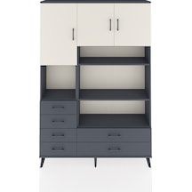 Arges Dolap 9 Raflı 6 Çekmeceli 3 Kapaklı 132x30x195 Antrasit-aytaşı/antrasit Aytası/antrasıt