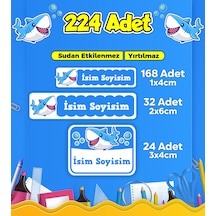 Sevimli Köpek Balığı Temalı Okul Kreş Kişiye Özel İsim Etiket Seti - Model 109 Çok Renkli
