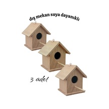 Ahşap Kayın Kuş Yuvası Kuş Evi Dış Mekan Suya Dayanıklı 3 Adet 15