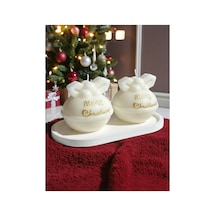 Yılbaşı 2 Li Top Mum Ve Sunum Tabağı Christmas Noel