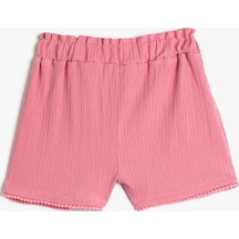 Koton Şort Beli Lastikli Büzgülü Dokulu Pembe 3smg40097ak 3SMG40097AK274 Pembe