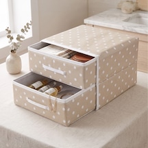Living İki Çekmeceli Organizer - Beji - 31x30x22 Cm Çok Renkli