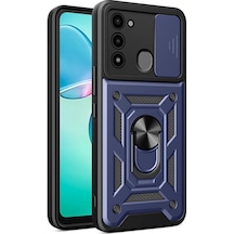 Tecno Spark 8c Uyumlu Kılıf Magnetik Standlı Kamera Korumalı Sürgülü Vega Kapak