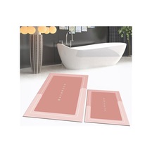 Buççin Online Mağaza Dijital Baskılı Kaymaz Taban Yıkanabilir İkili Banyo Paspas Klozet Takımı, V-klozet-01-pembe, Polyes Çok Renkli