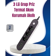 3 Usb Çıkışlı Hızlı Şarjlı Anahtarlı Üçlü Priz Mh-hs9922-3503