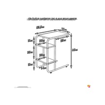 Modilayn C Yan Sehpa Dar Boy Tekerlekli Çalışma, Atıştırmalık, Yemek, Laptop Sehpası Beyaz Çizgili Beyaz