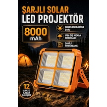 Astec Solar Şarjlı Led Projektör Powerbank Özellikli Ip66 Kamp Acil Durum Çakarlı Premium