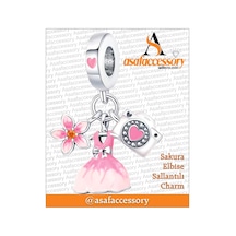 Sakura Elbise Sallantılı Charm / Asafaccessory / Gümüş Kaplama Pembe