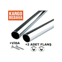 Ercanyapimarket Krom Kaplama Dolap Askı Borusu 0- 120 Cm + Flanş Diğer