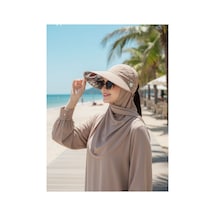 Giyu Shop Kadın Çiçek Desenli Yazlık Vizör Şapka Camel