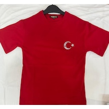 Ay Yıldız Baskılı T-shirt Kırmızı