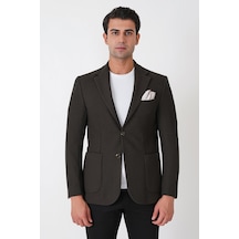 Slim Fit Torba Cepli Fitilli Dokuma Esnek Yünlü Haki Ceket C 747