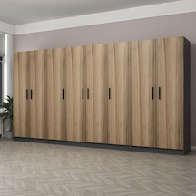 Kale 8 Kapaklı 4 Çekmeceli Dolap Antrasit Dore 210cm Çok Renkli