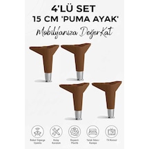 Puma 15 Cm 4 Adet Ceviz-krom Mobilya Kanepe Tv Ünitesi Kosol Dolap Komidin Ayağı Adet