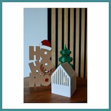 Trendexa 3d Baskı Ho Ho Ho Yazılı Noel Baba Şapkalı Ren Geyikli Dekoratif Yılbaşı Kelime Süsü Mac Standart