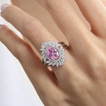 Mia Vento Effective Diamond Venedik Dansı Pink Taşlı Gümüş Yüzük