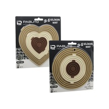 3in1 Bütün - Ayrı Kullan Silikon Mat- Nihale Kalpli 7.5-13-19cmyuvarlak 7-12.5-20cm Go-53-vice 01624 Çok Renkli