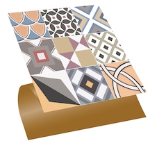 Kendinden Yapışkanlı Geometrik Karma Pop Art Desenli Pvc Karo 30x