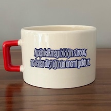 Ayağa Kalkmayı Bildiğin Sürece Renksiz Baskılı Kırmızı Kulplu C Fincan