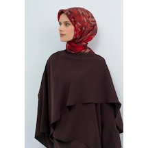 Armine Sura Saf İpek Eşarp 9507 - 51 Bordo Çizgi Desen Bordo