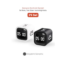 GWORKE GT-1 İkili Set | Pomodoro Zamanlayıcı Küp | Flip Timer | Öğrenci Ders Çalışma Saati - Siyah & Beyaz